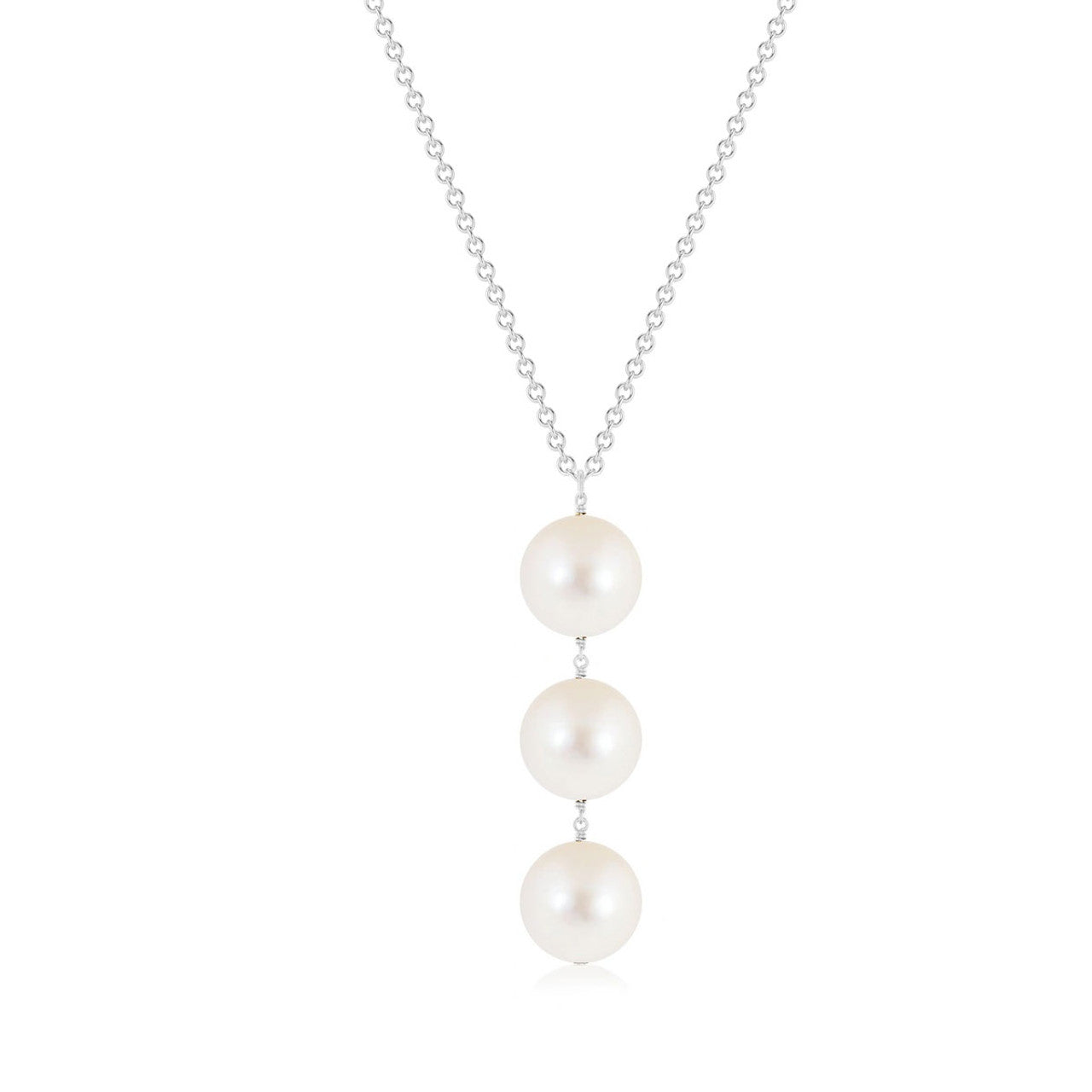Freshwater Pearl Triple Drop Pendant 14K White Gold