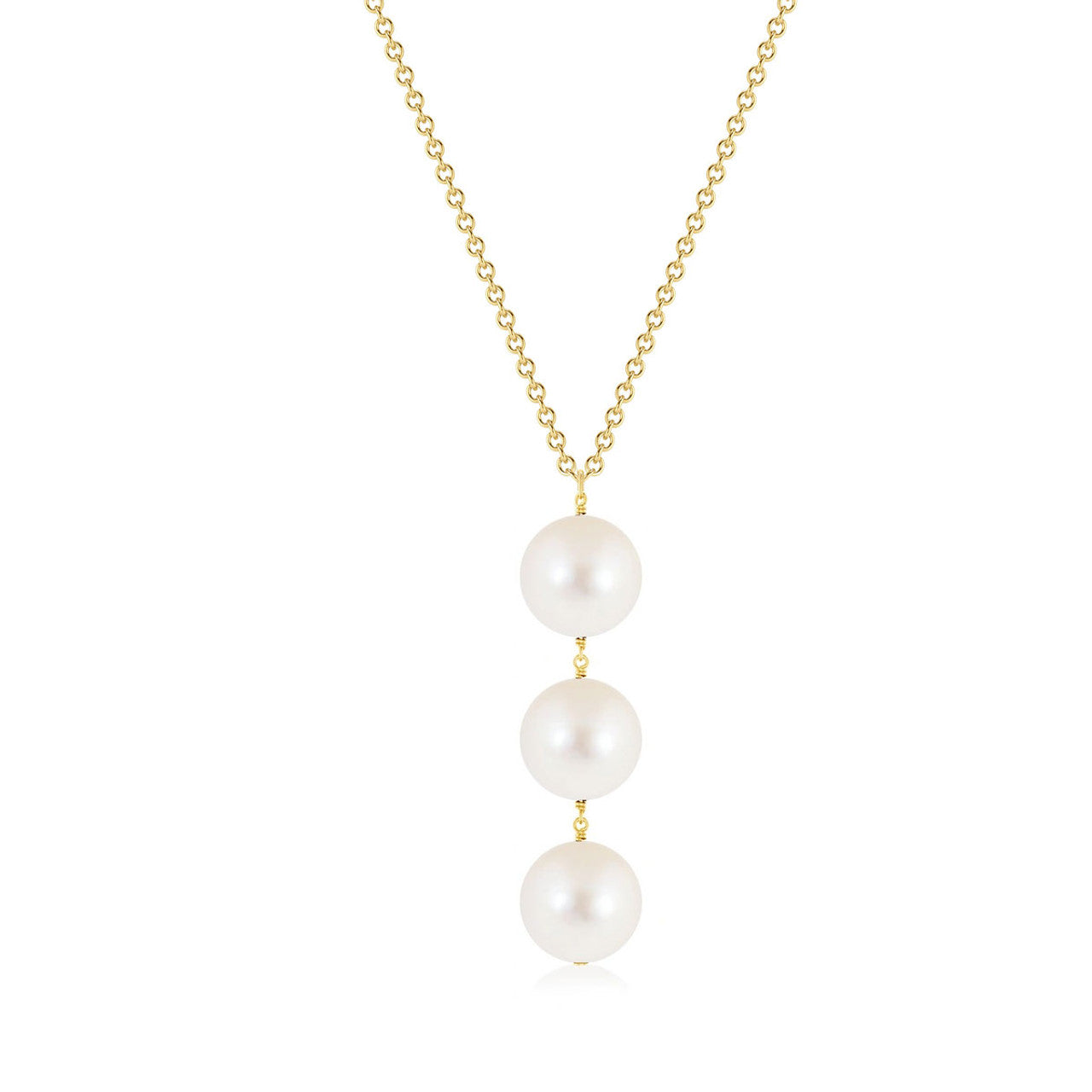 Freshwater Pearl Triple Drop Pendant 14K Yellow Gold