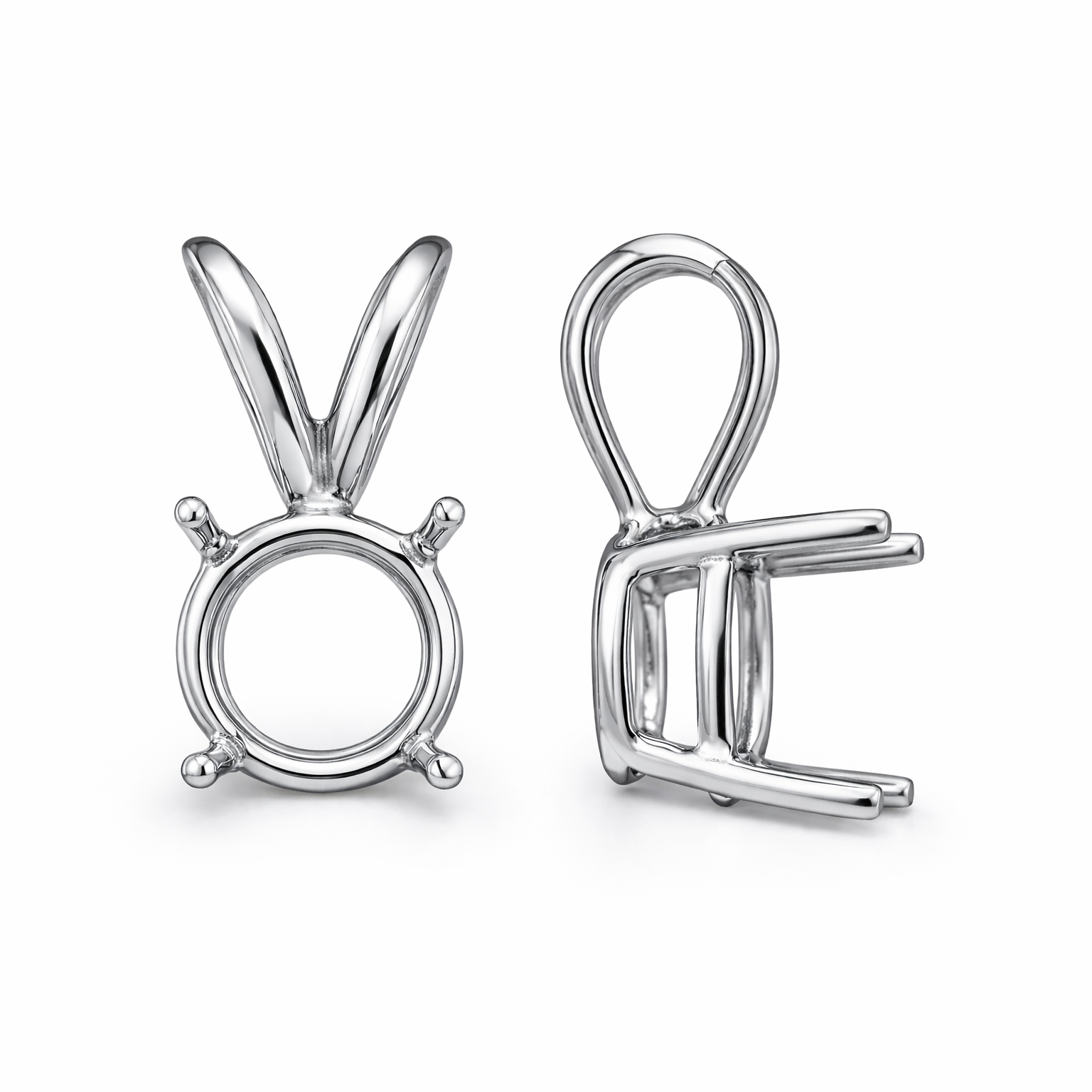 10K White Gold Basket Pendant Mounting