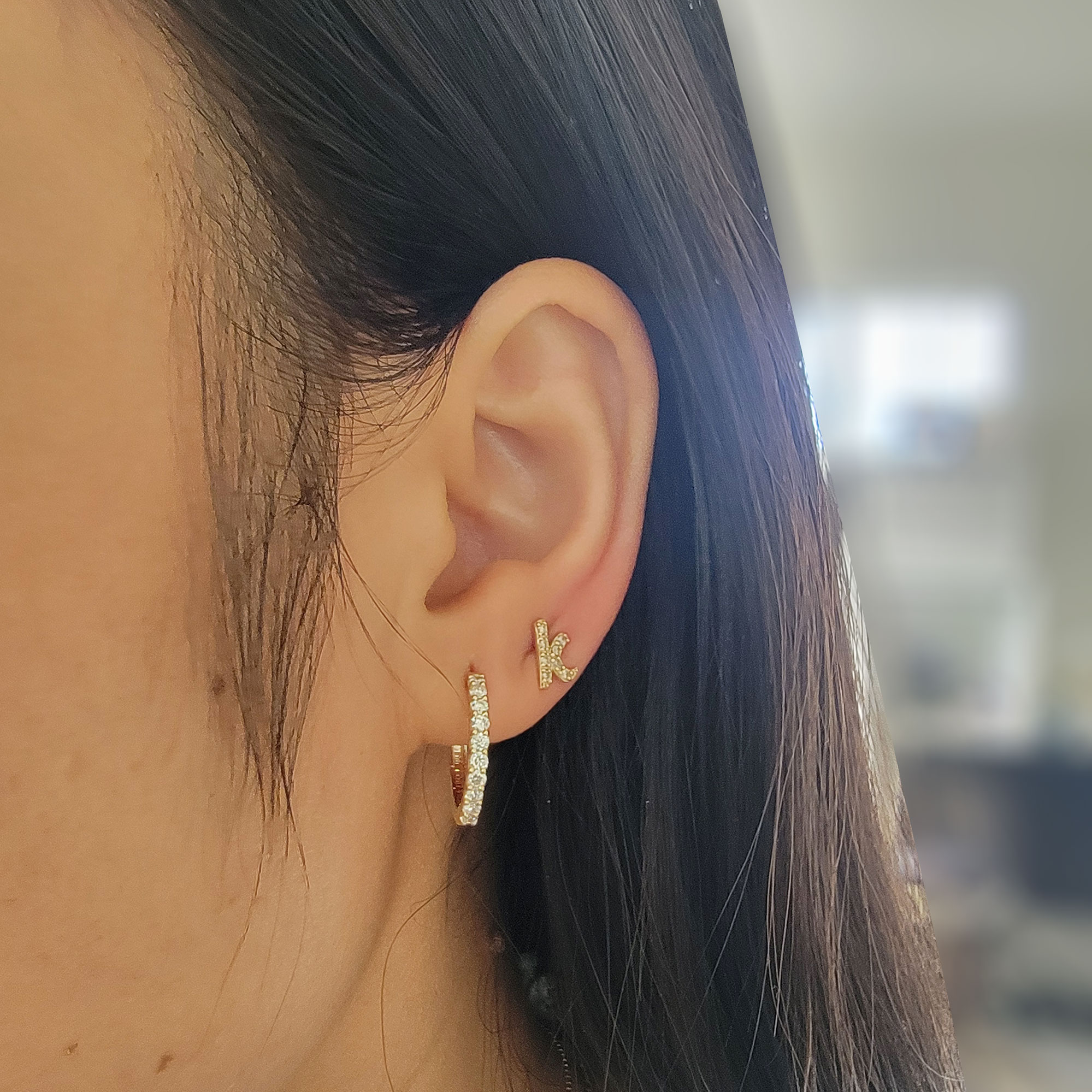 1.40ct Natural Diamond Inside Out Hoop Earrings 14K Yellow Gold