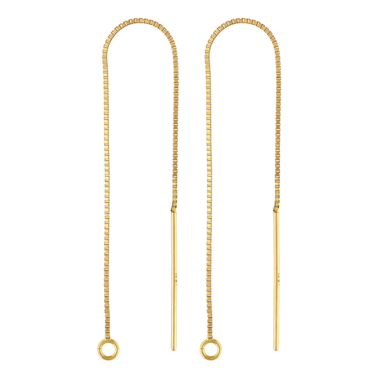 14K Yellow Gold Box Chain Ear Thread with Open Ring