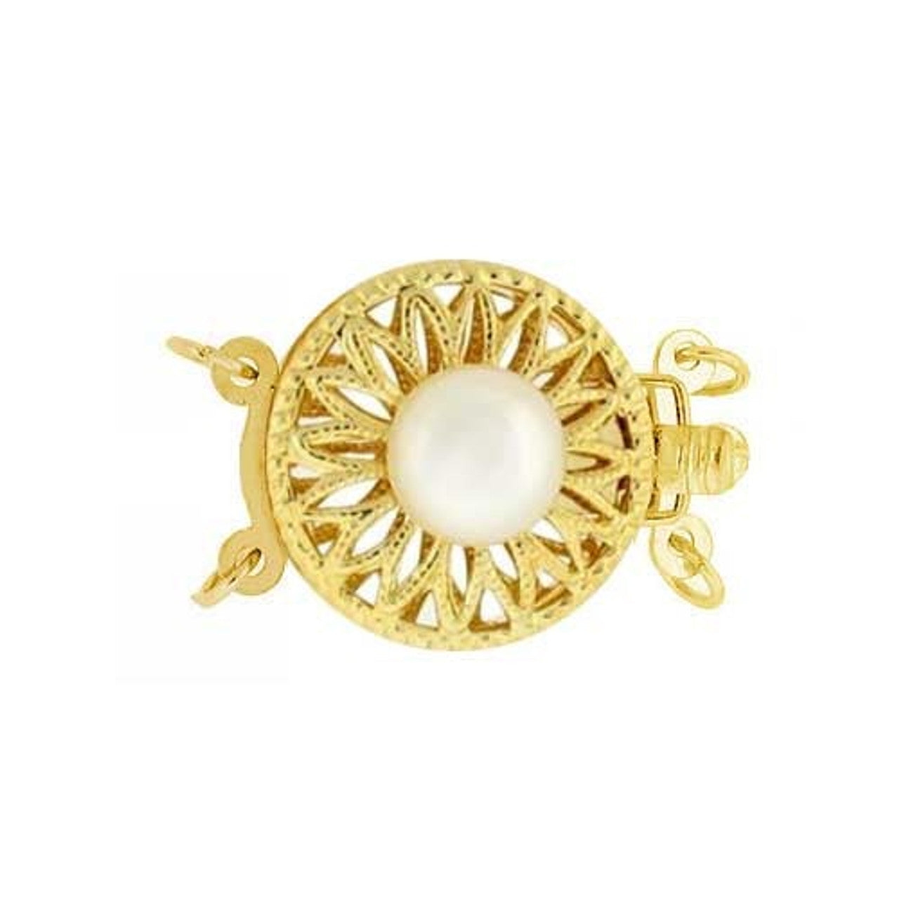 Round Filigree Pearl Clasp Yellow Gold