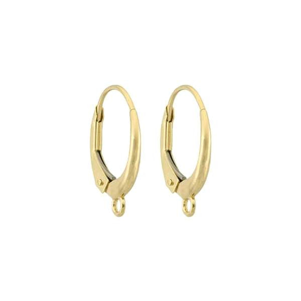 14K Gold Plain Lever Back Wire with Closed Ring