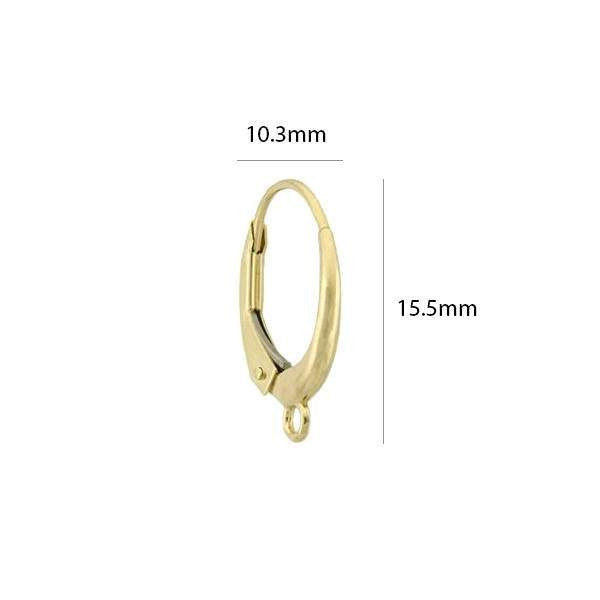 14K Gold Plain Lever Back Wire with Closed Ring