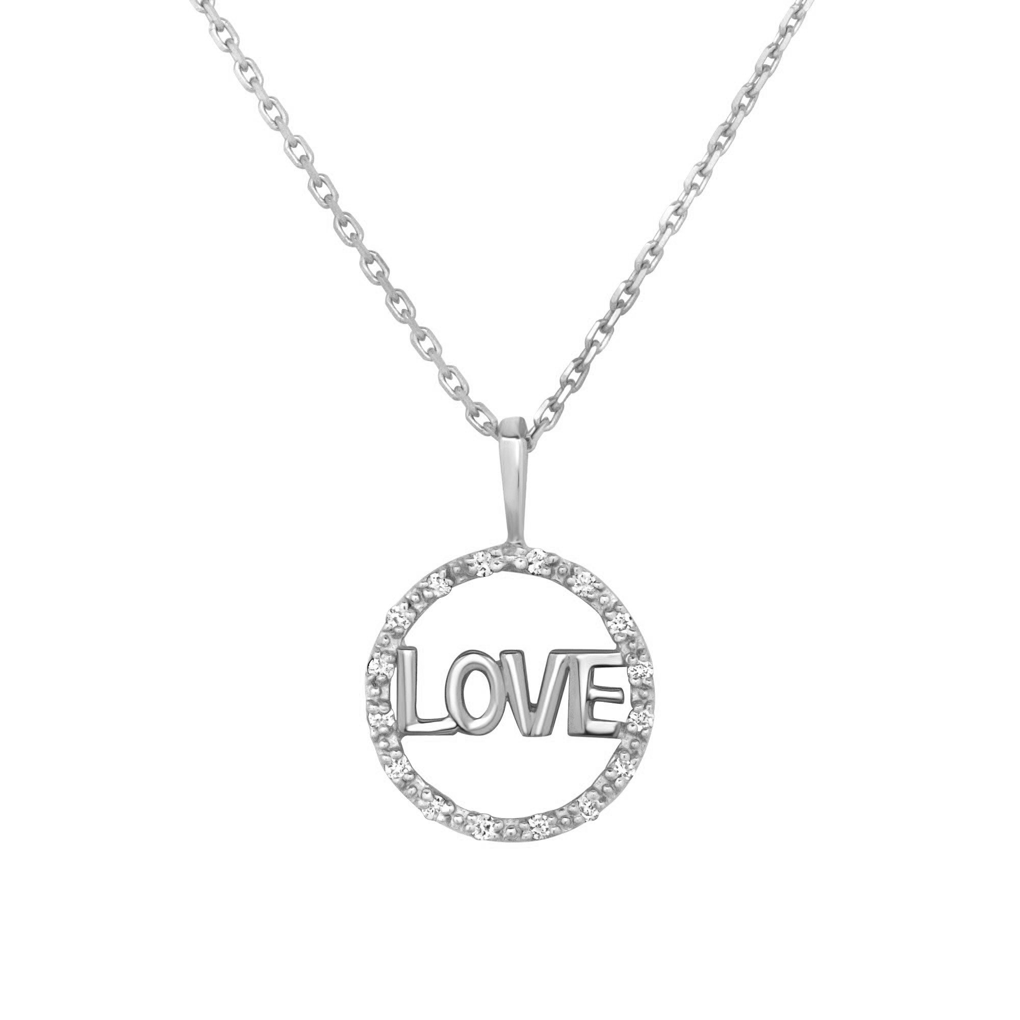 Natural Diamond Circle Love Pendant Necklace