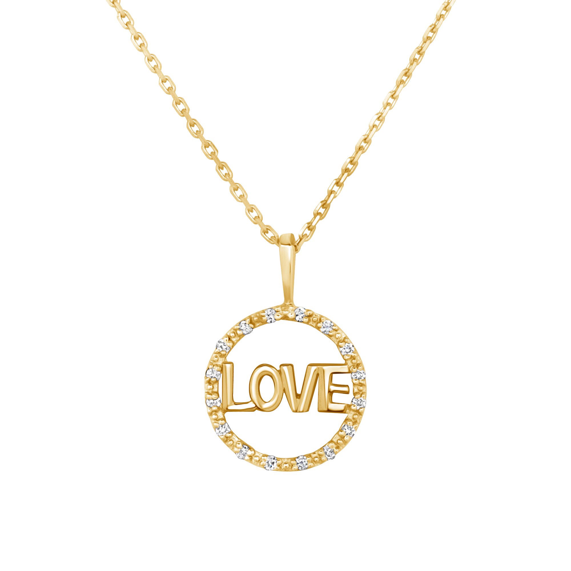 Natural Diamond Circle Love Pendant Necklace