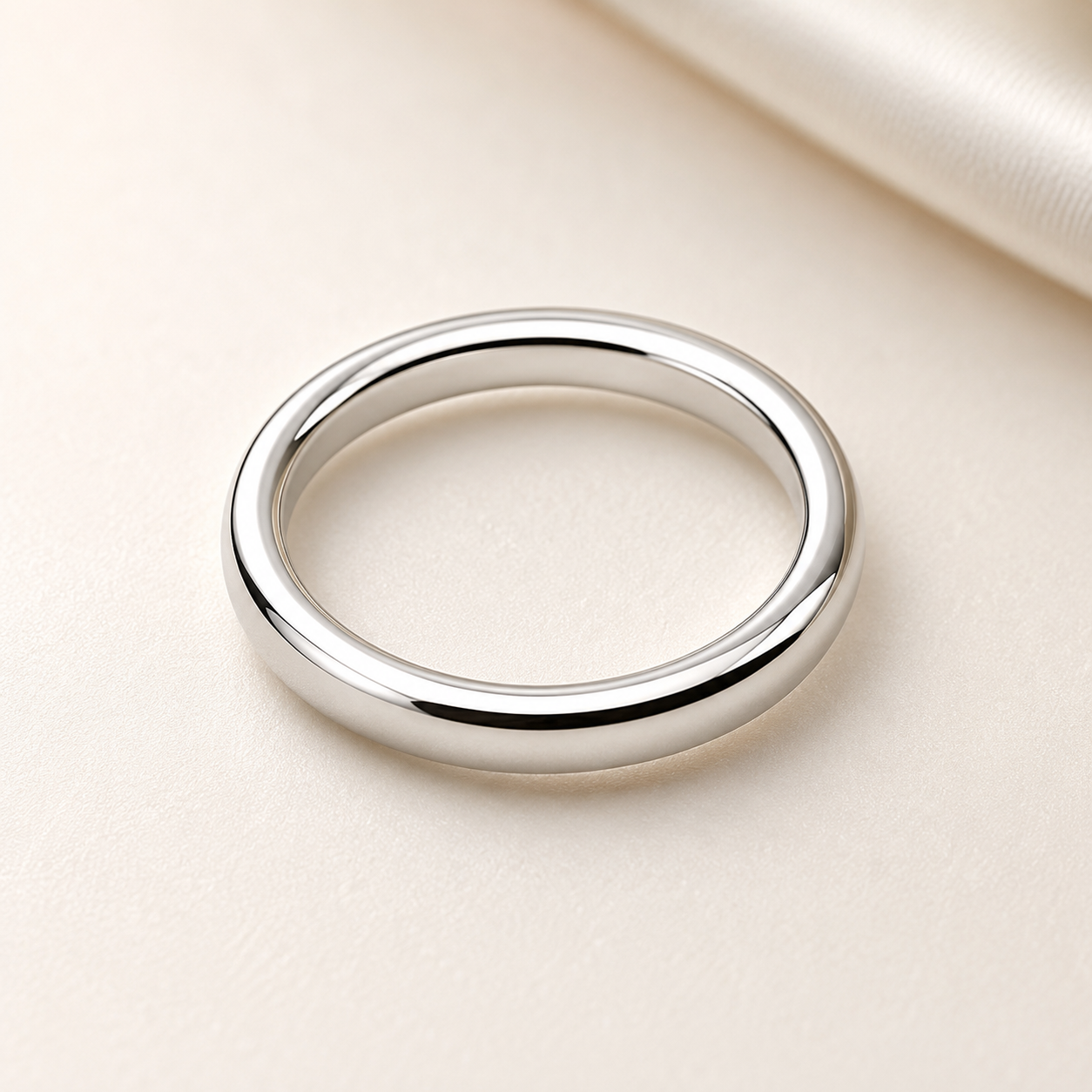 Platinum Comfort-Fit Wedding Band Ring – 3mm Polished Plain Band | Sizes 5–9