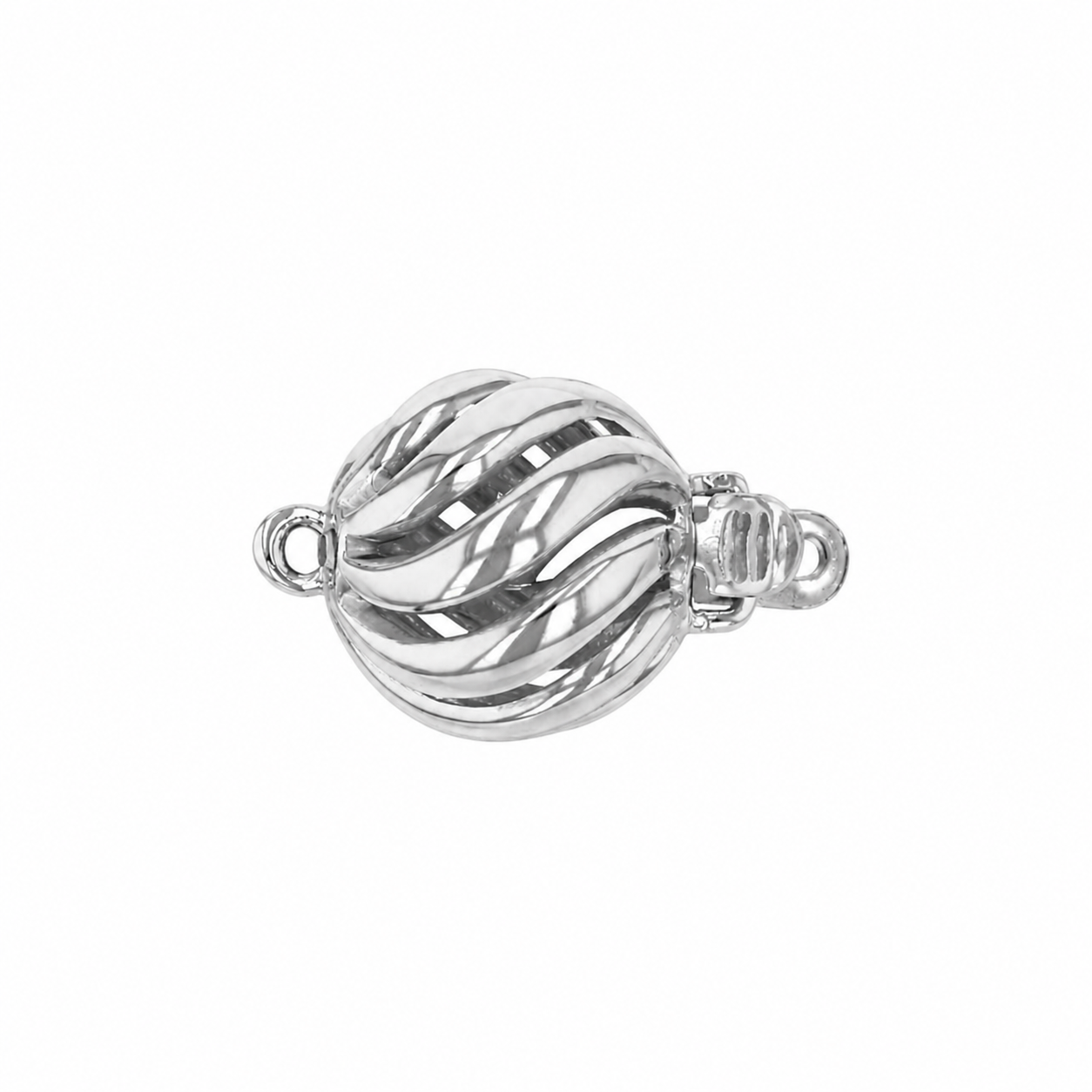 14K Gold Wave Ball Clasp – One Strand Necklace