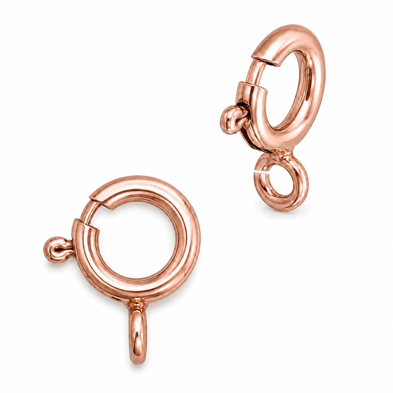 14K Gold Spring Ring Clasp with Open Jump Ring – Yellow, White & Rose Gold