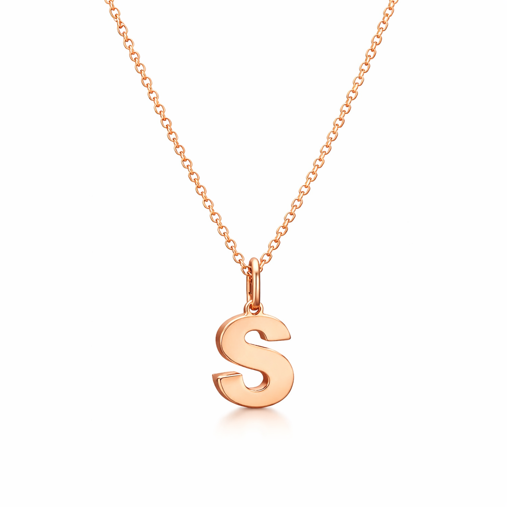 Dangle Letter Pendant Necklace 14K Gold - Minimalist Letter Pendant