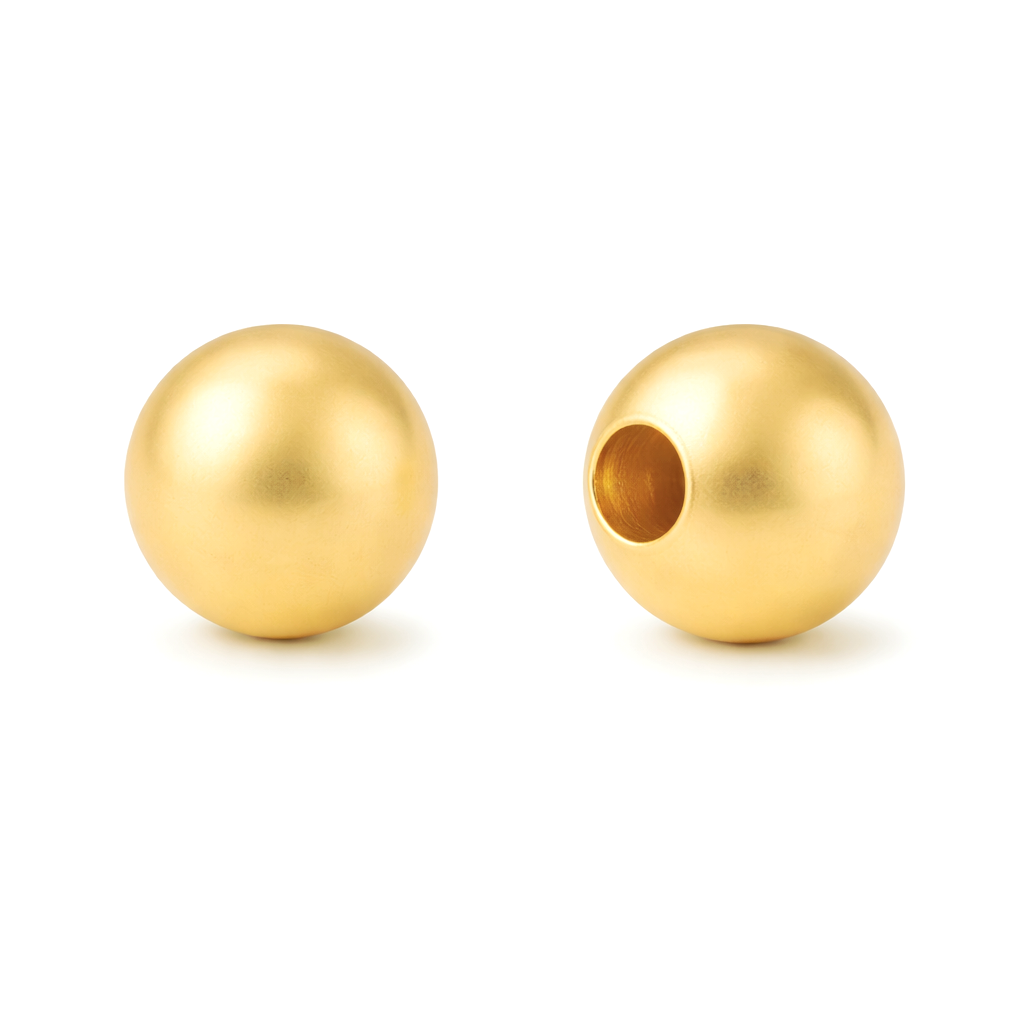 18K Solid Gold Round Loose Bead High Polish Spacer Bead for Jewelry Making