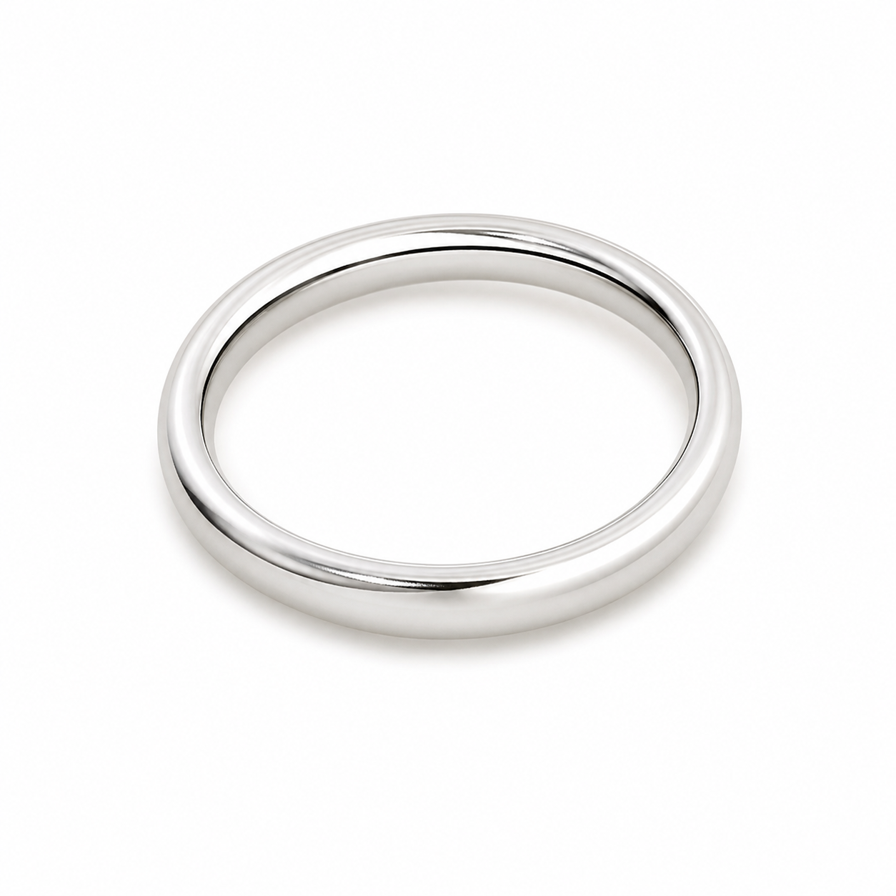 Platinum Comfort-Fit Wedding Band Ring – 3mm Polished Plain Band | Sizes 5–9