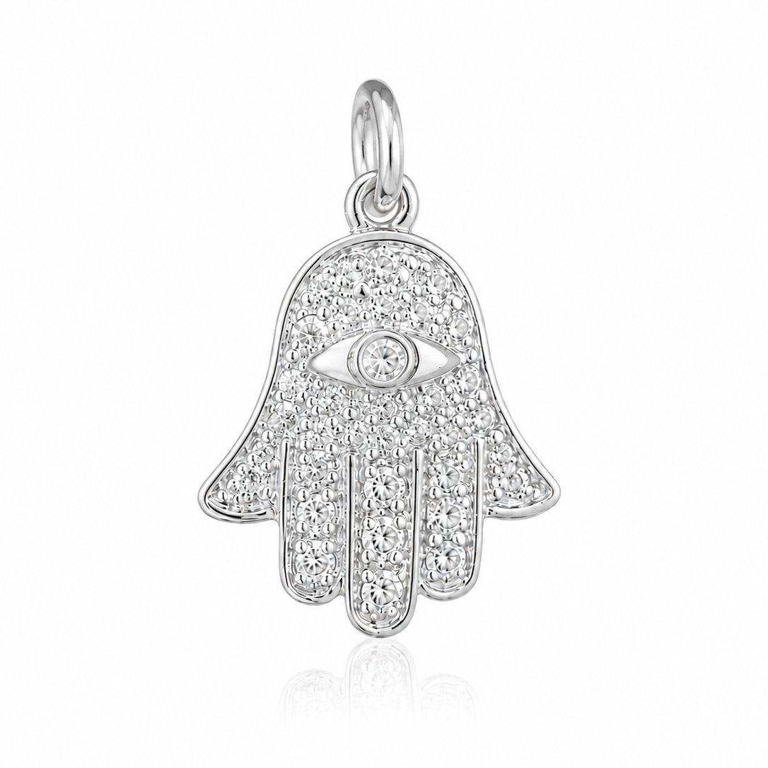 14K Yellow Gold Diamond Hamsa Hand Necklace