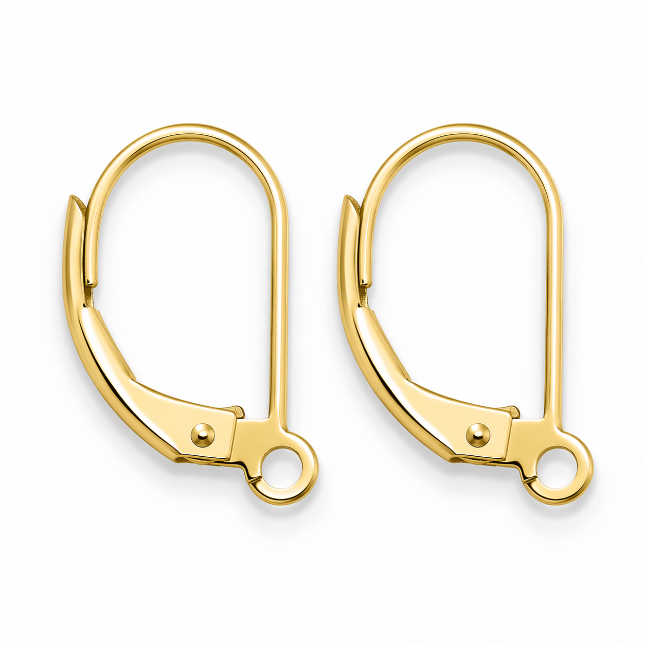 14K Gold Leverback Earring Findings – Secure Hinged Ear Wire with Open Loop