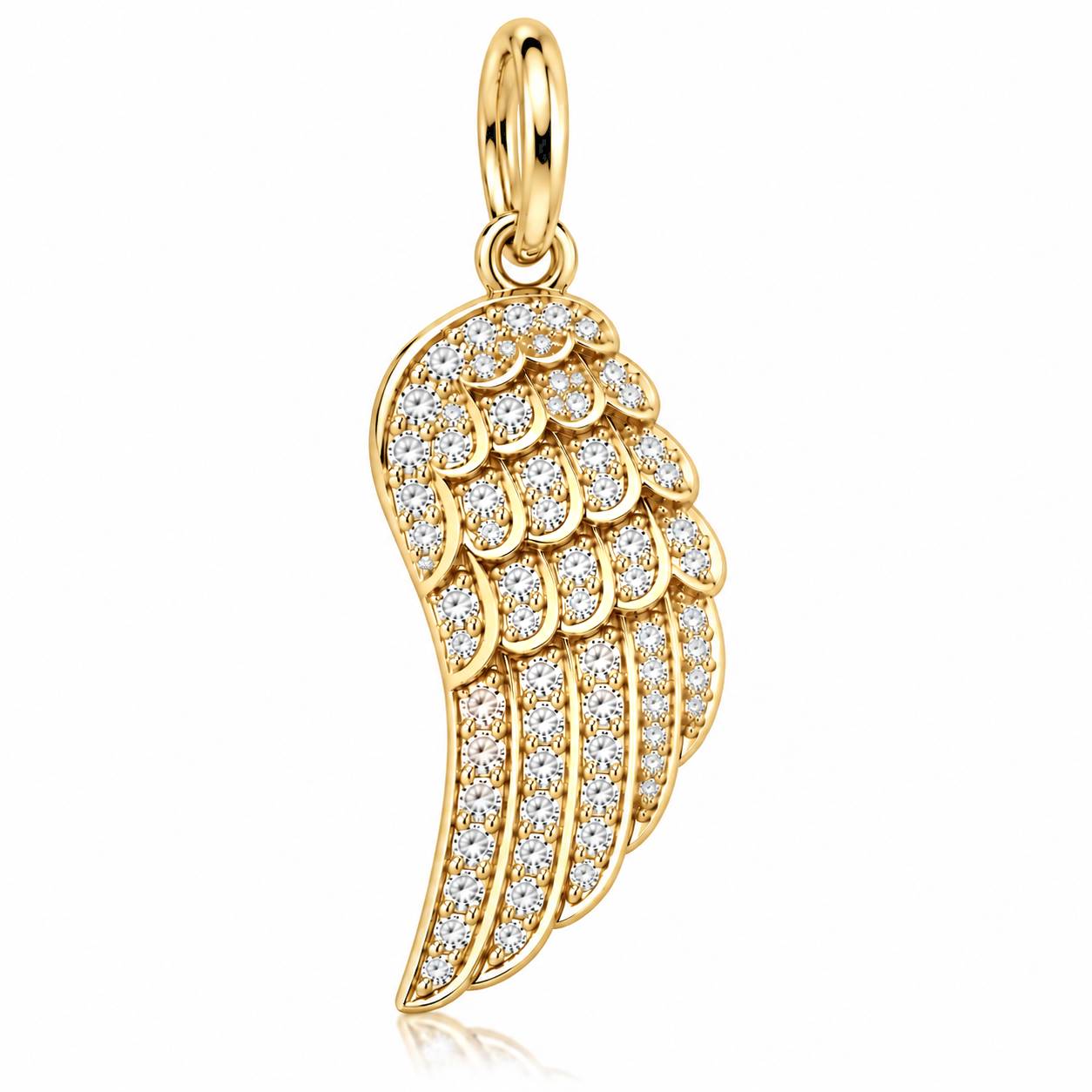 14K Gold Natural Diamond Angel Wing Pendant