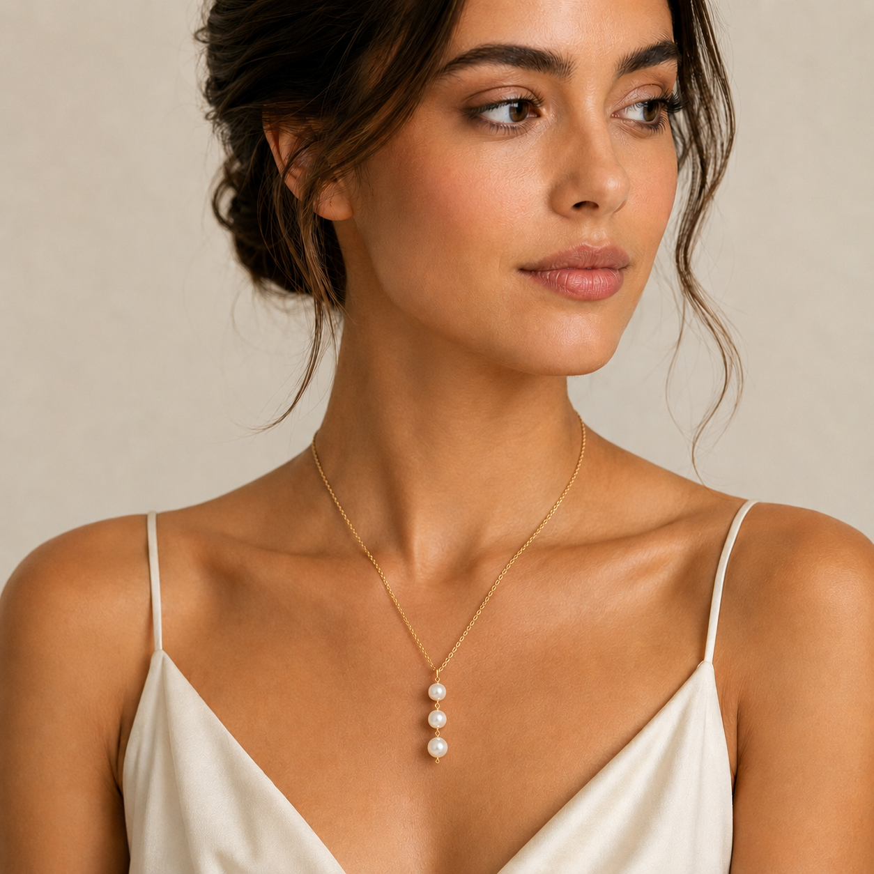 Freshwater Pearl Triple Drop Pendant 14K Gold
