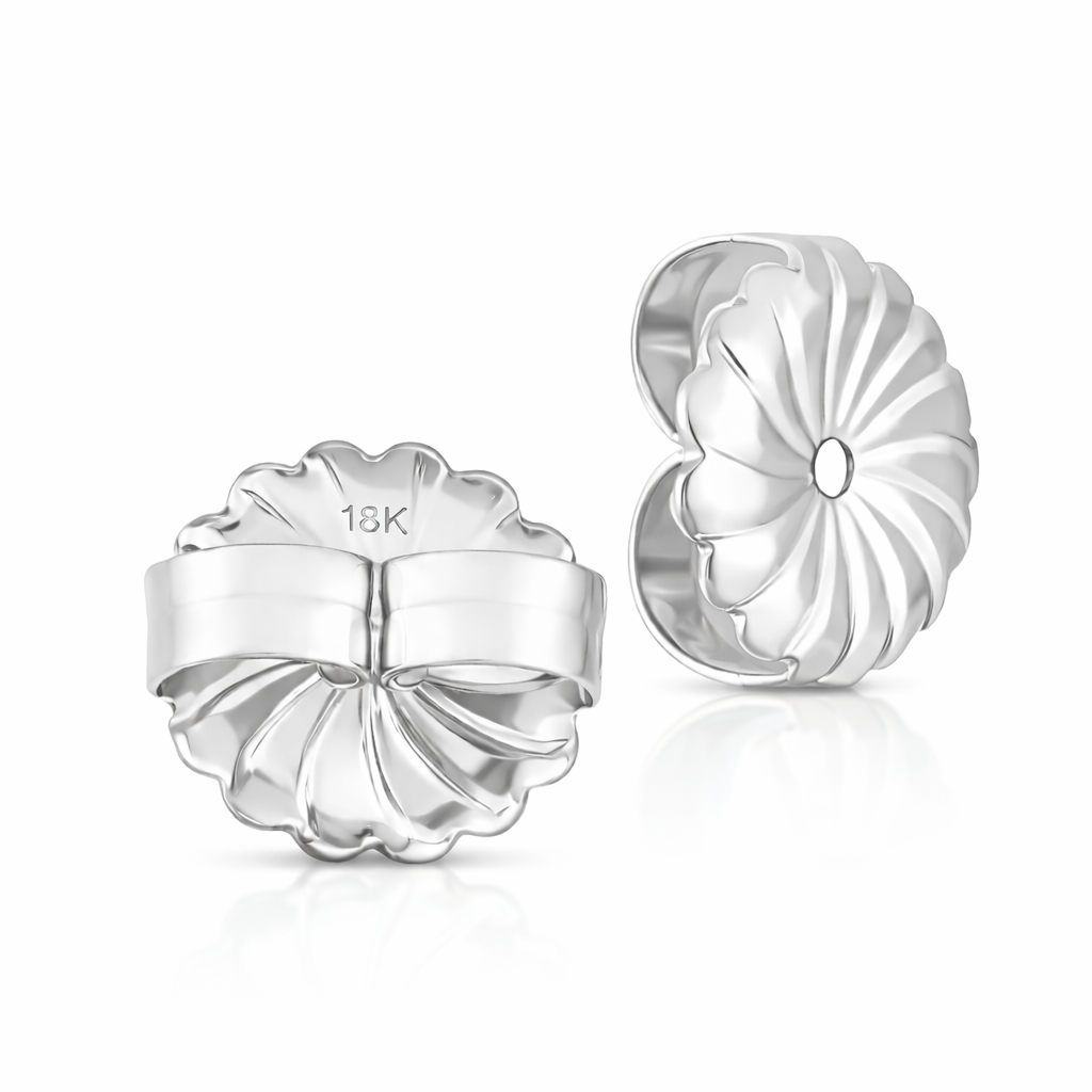 14K & 18K Gold Rosette Earring Earnut – Secure Butterfly Push Back for Stud Earrings