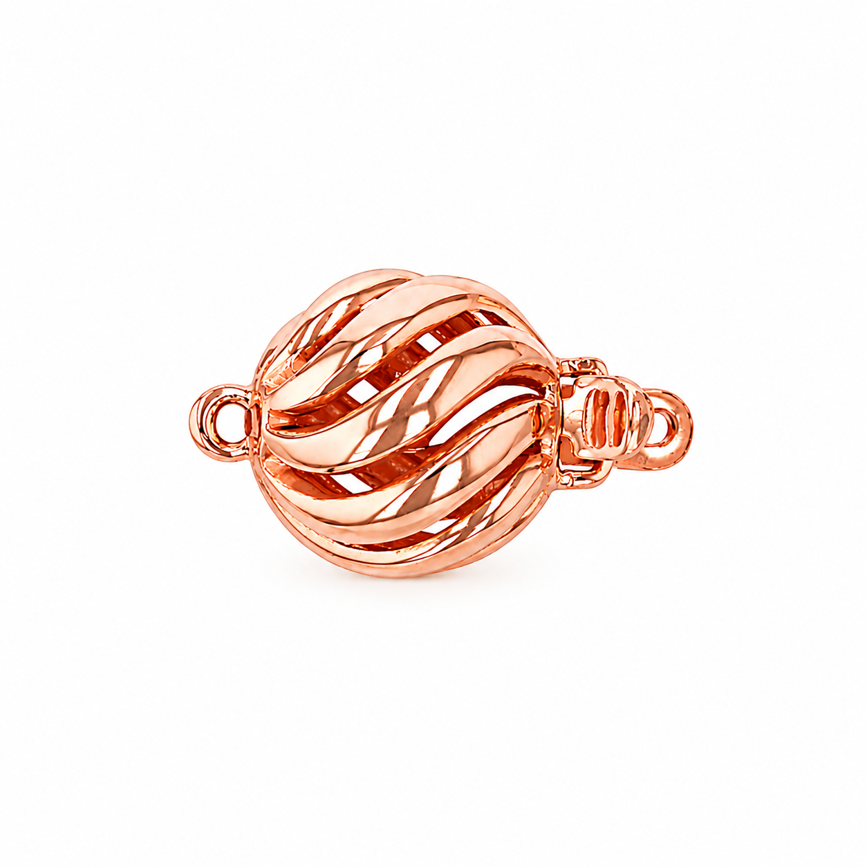 14K Gold Wave Ball Clasp – One Strand Necklace