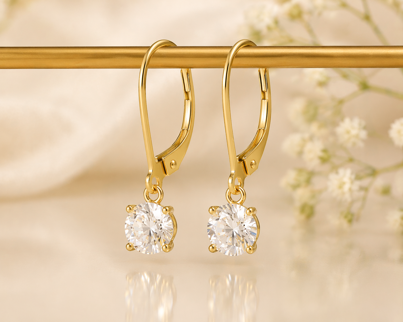 14K Gold Leverback Earring Findings – Secure Hinged Ear Wire with Open Loop