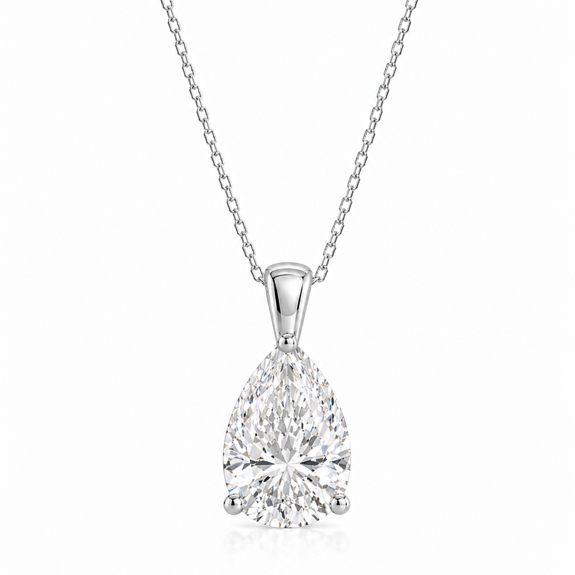 Pear Shape Lab Grown Diamond Pendant Necklace 14K Yellow Gold – IGI Certified