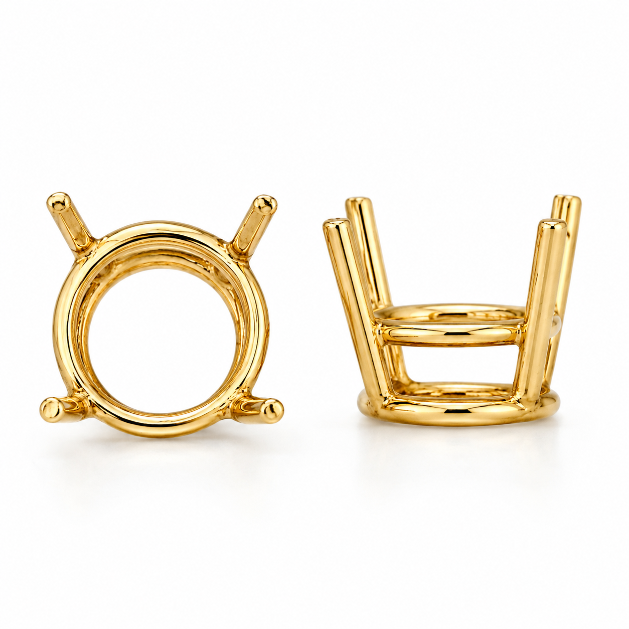 14K Gold Round Four Prong Basket Setting