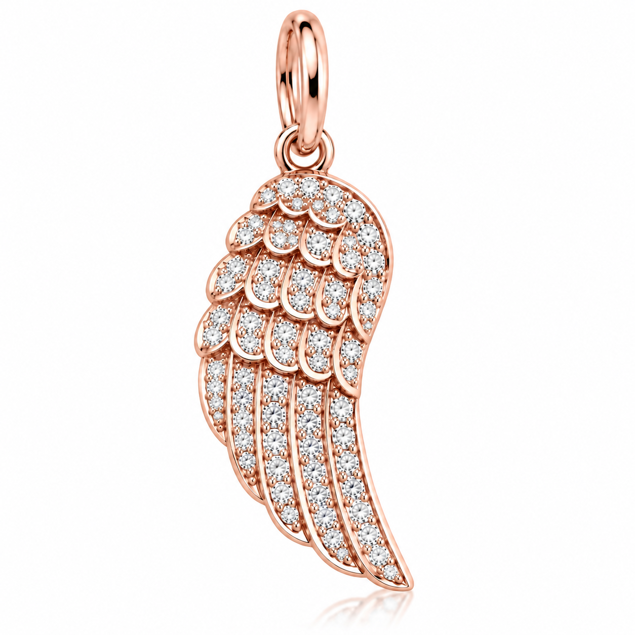14K Gold Natural Diamond Angel Wing Pendant