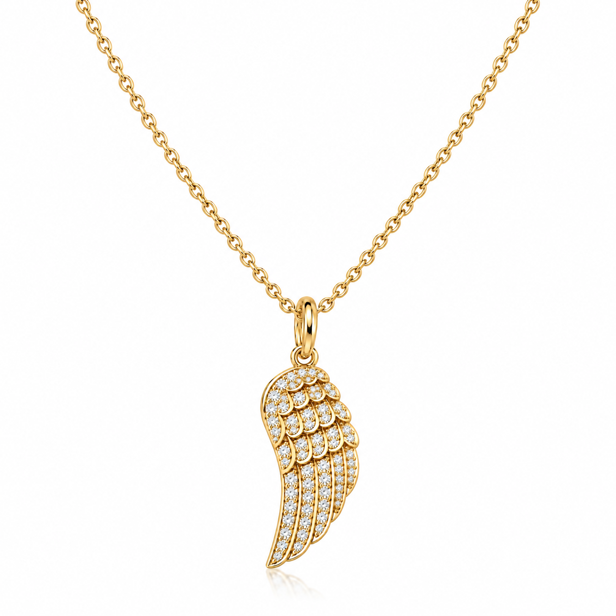 Diamond Wing Pendant Necklace 14K Gold