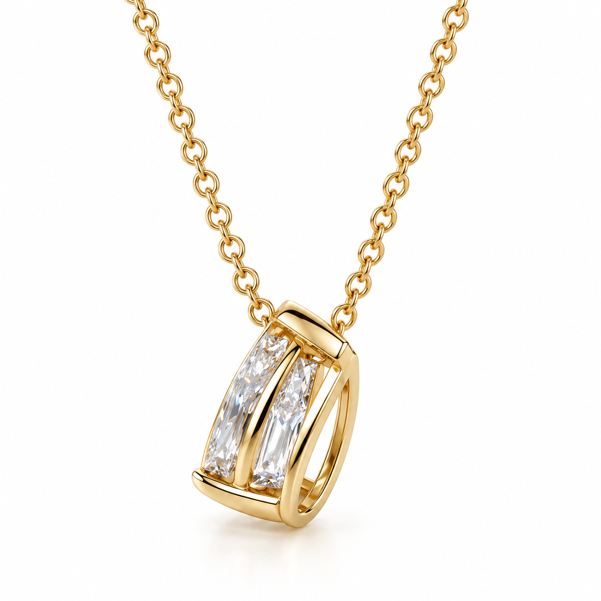 Lab-grown pear-shaped diamond necklace in 14K gold, IGI certified, slide-on pendant with no bail