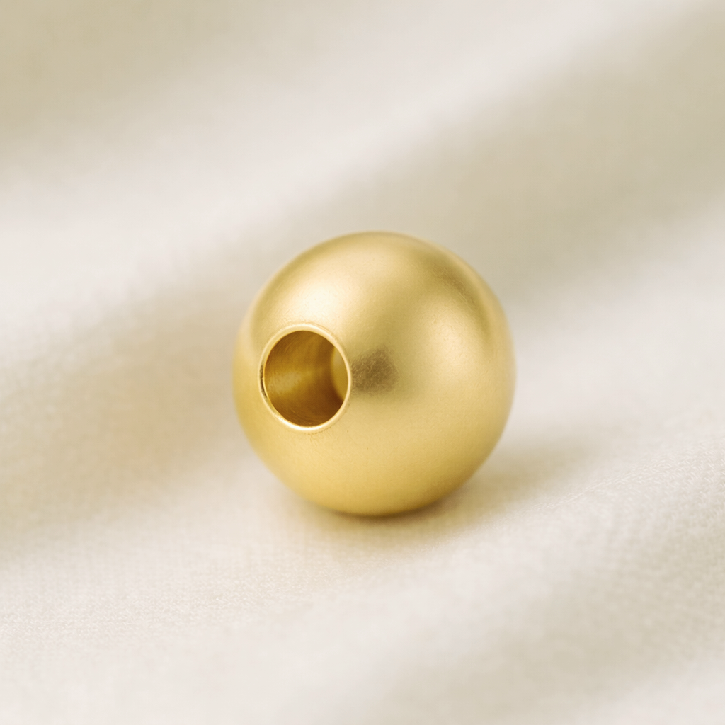 18K Solid Gold Round Loose Bead High Polish Spacer Bead for Jewelry Making