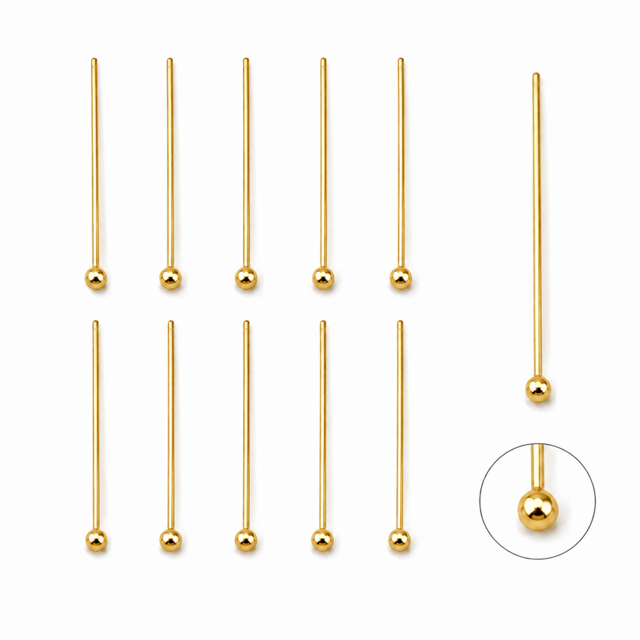 Gold Filled Ball Head Pins for Beading, Wire Wrapping & Earring Making – Multiple Sizes