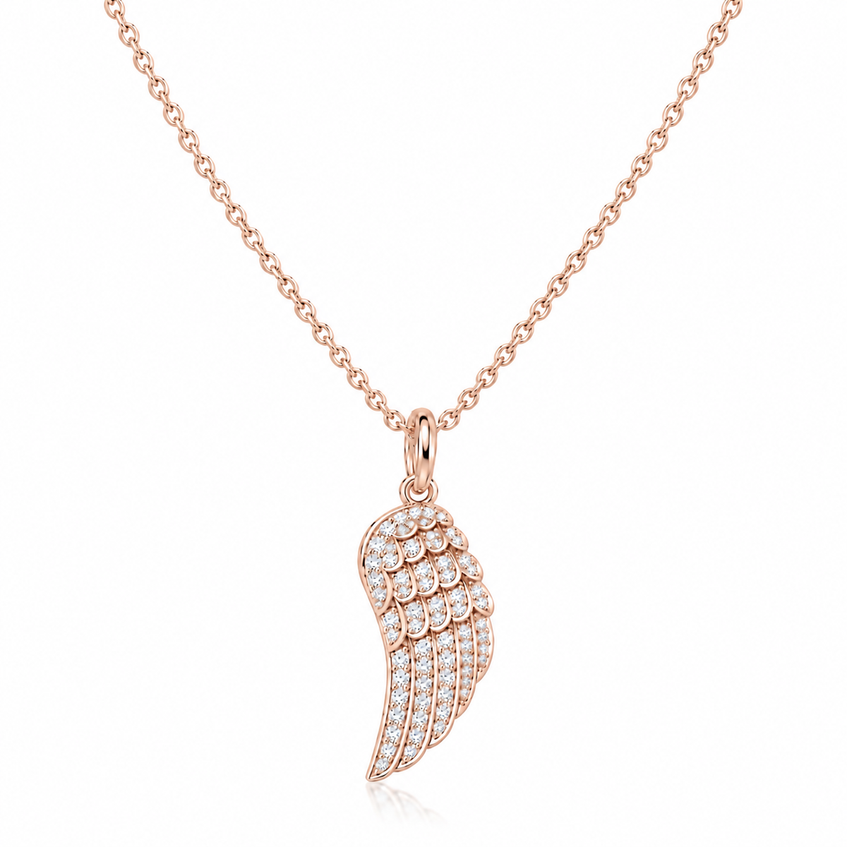 Diamond Wing Pendant Necklace 14K Gold