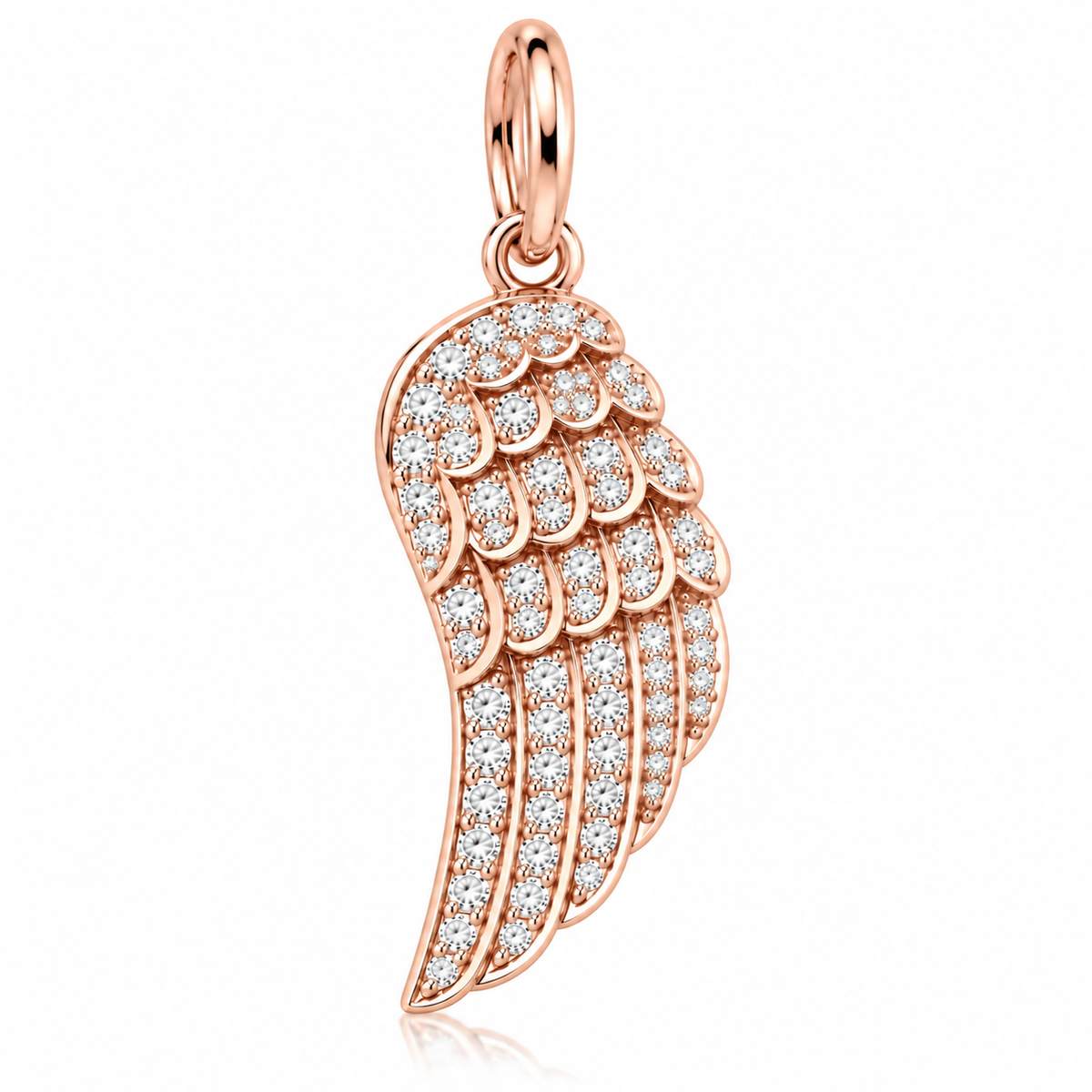 14K Gold Natural Diamond Angel Wing Pendant