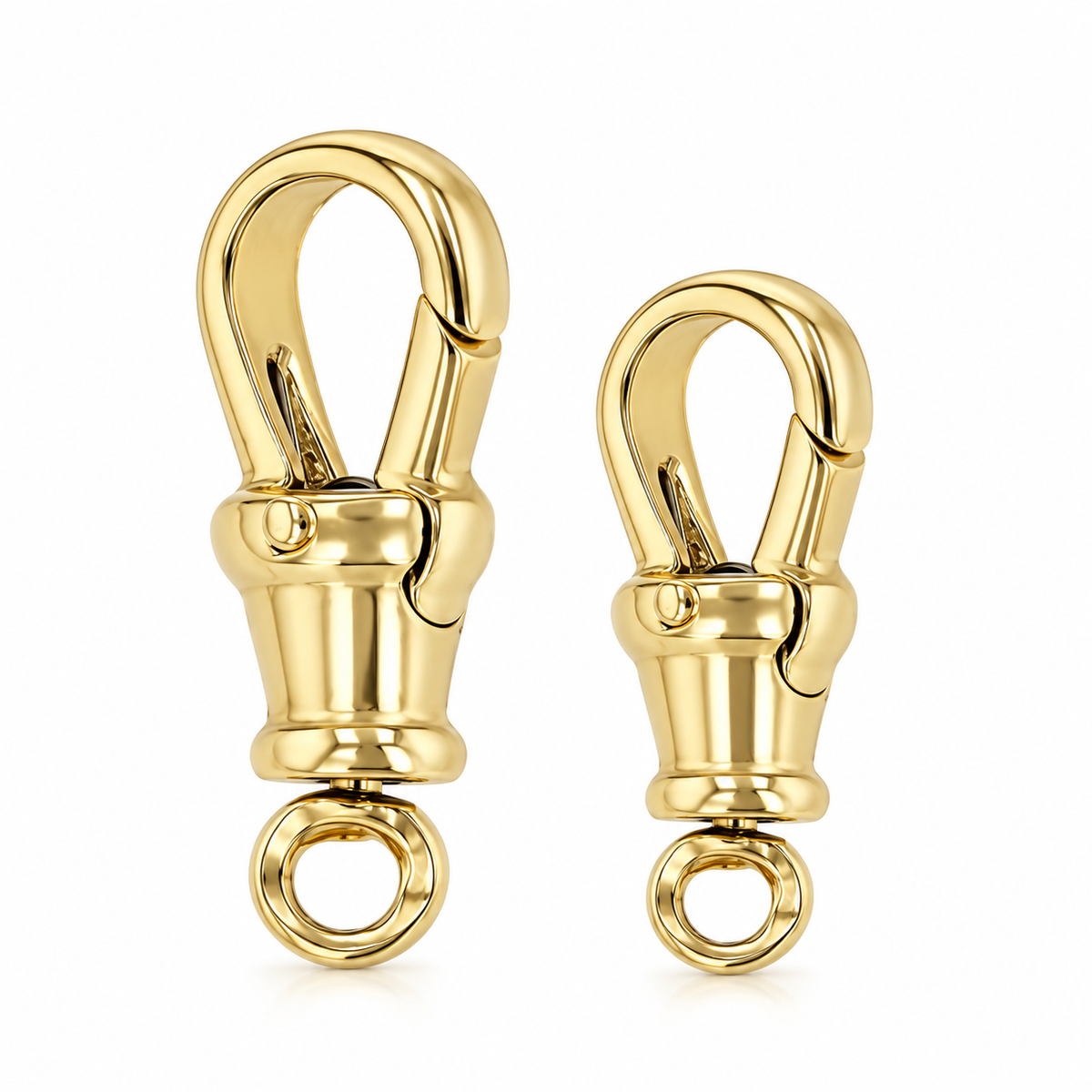 18K Yellow Gold Swivel Lobster Clasp with Round Ring – Jewelry Making Finding