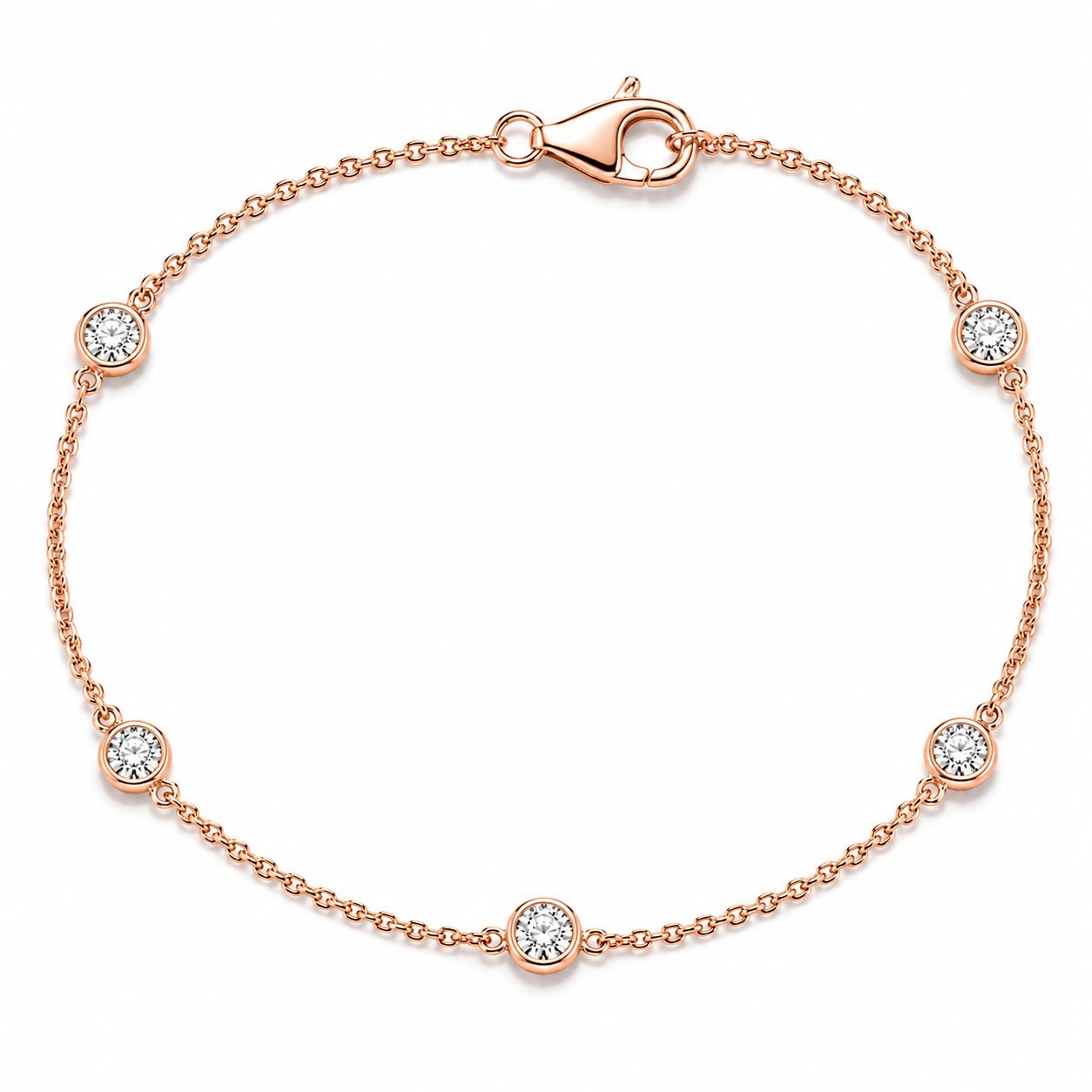 Custom Diamond by the Yard Bracelet – 1 to 7 Diamond Bezels
