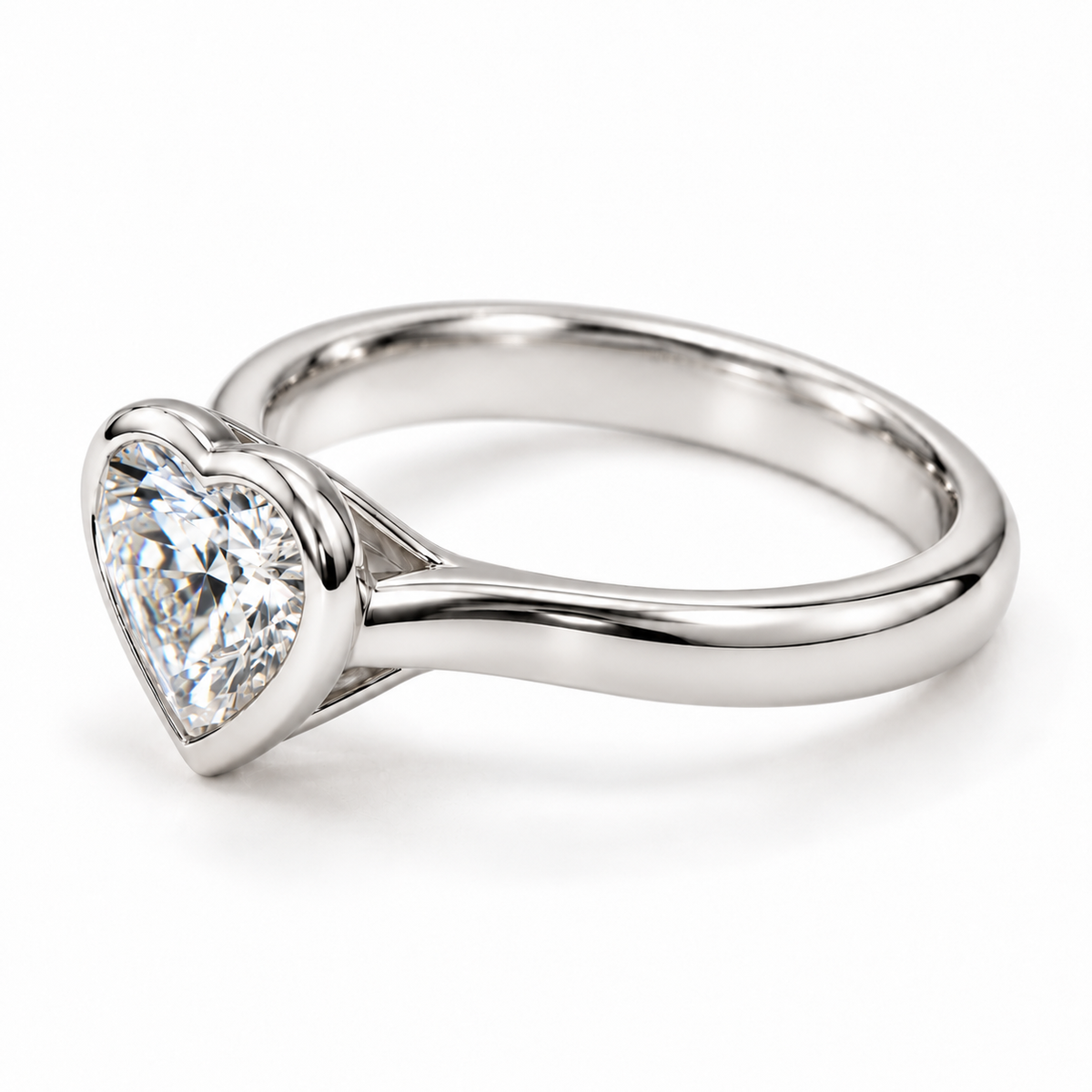 Lab grown diamond bezel engagement ring available in 14K white gold white gold and rose gold from 1 to 4 carats