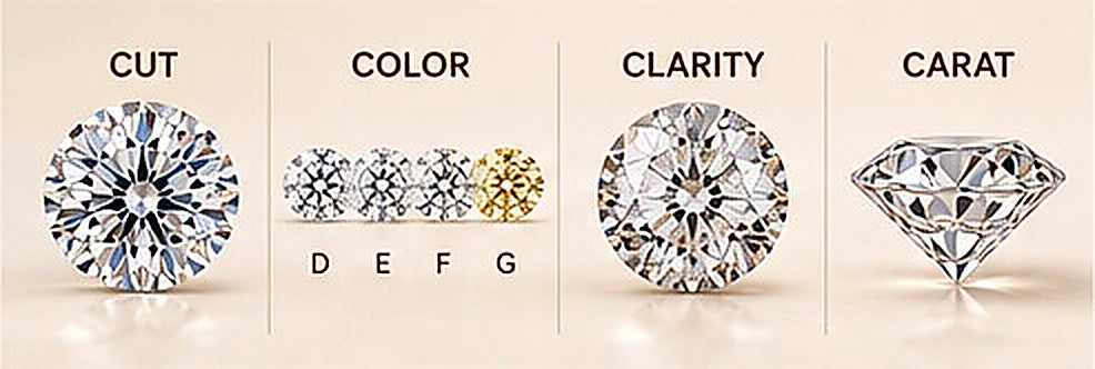 Cut color clarity and carat diamond education visual, high-resolution image