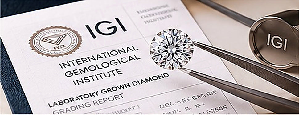 IGI lab-grown diamond grading report and diamond, high-resolution certification guide image