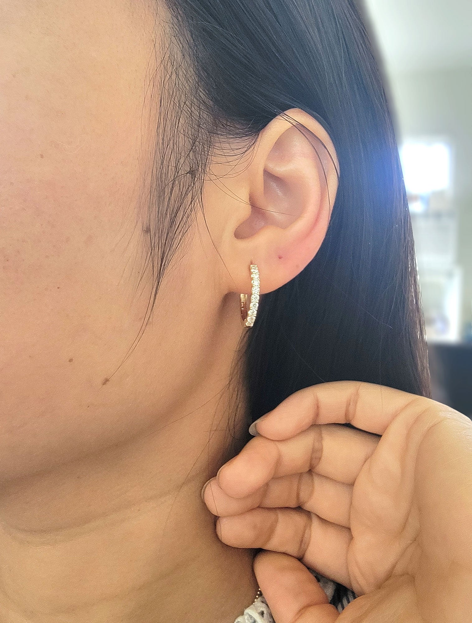 0.50ct Natural Diamond Hoop Earrings 14K Gold