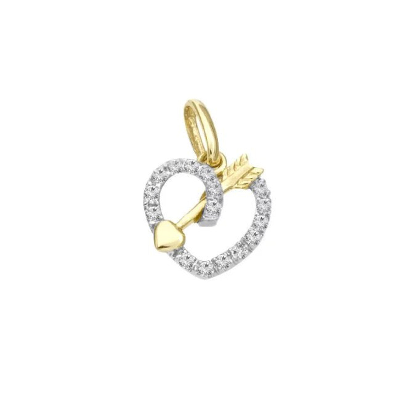 Diamond Arrow Heart Pendant 14K Gold