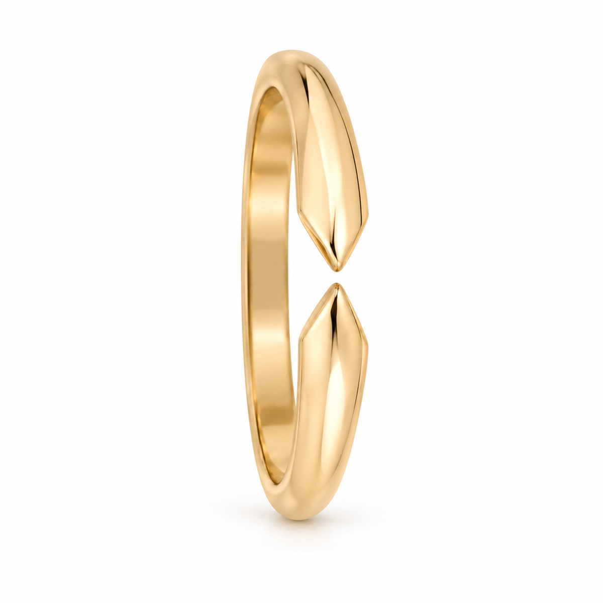 18K gold half-round ring shank for a compatible 6-prong ring head, side view