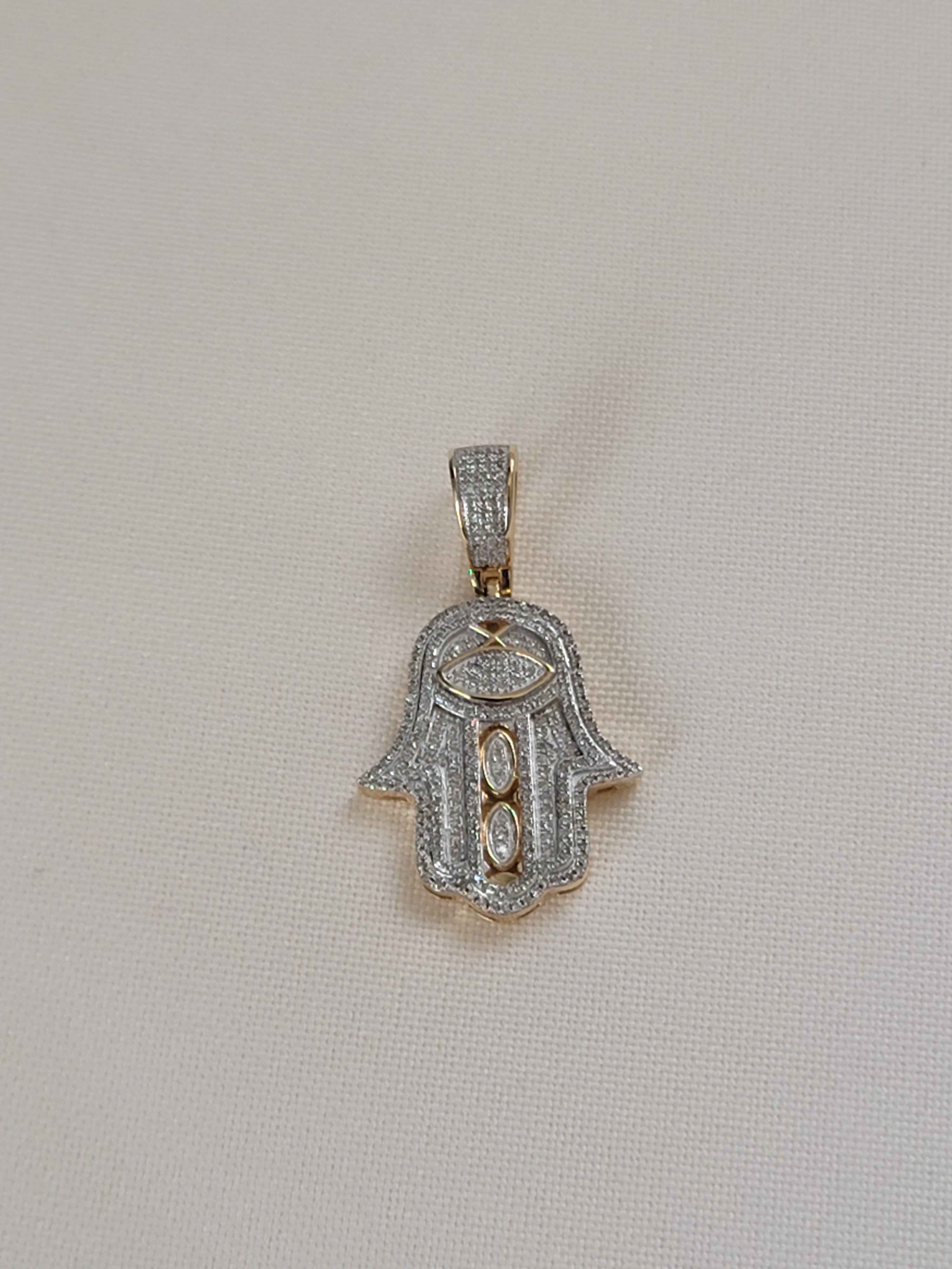 Diamond Hamsa Pendant Necklace 