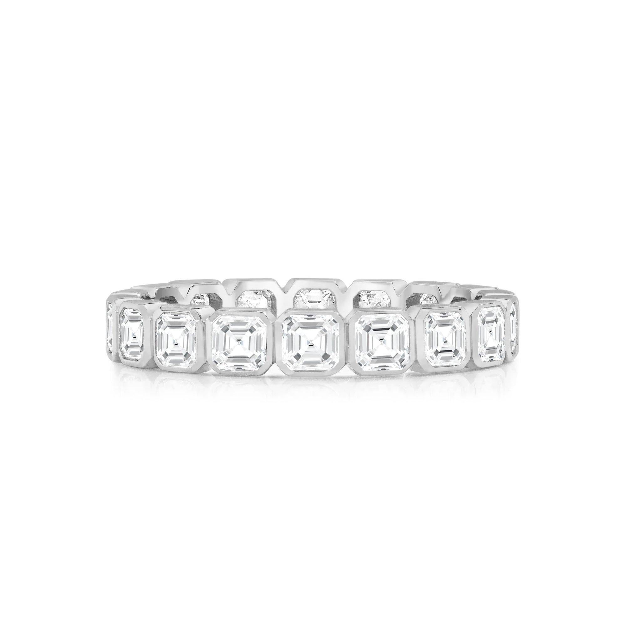 Asscher Natural Diamond Bezel Eternity Band 14K Gold