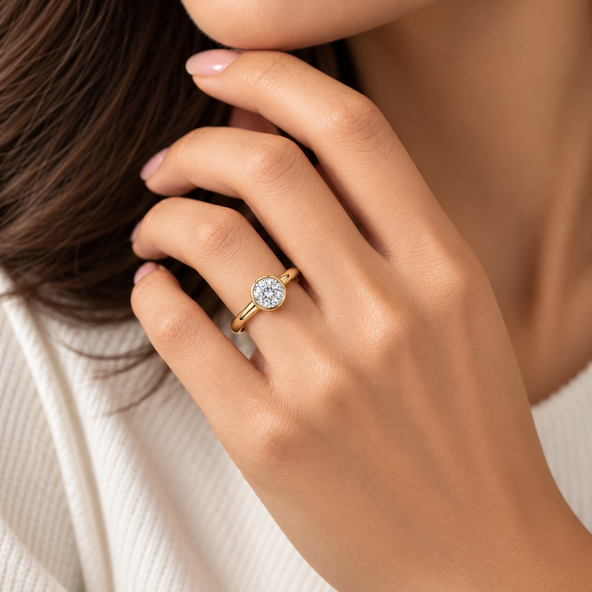 Minimalist solitaire engagement ring available in 1 to 4 carat lab grown diamonds
