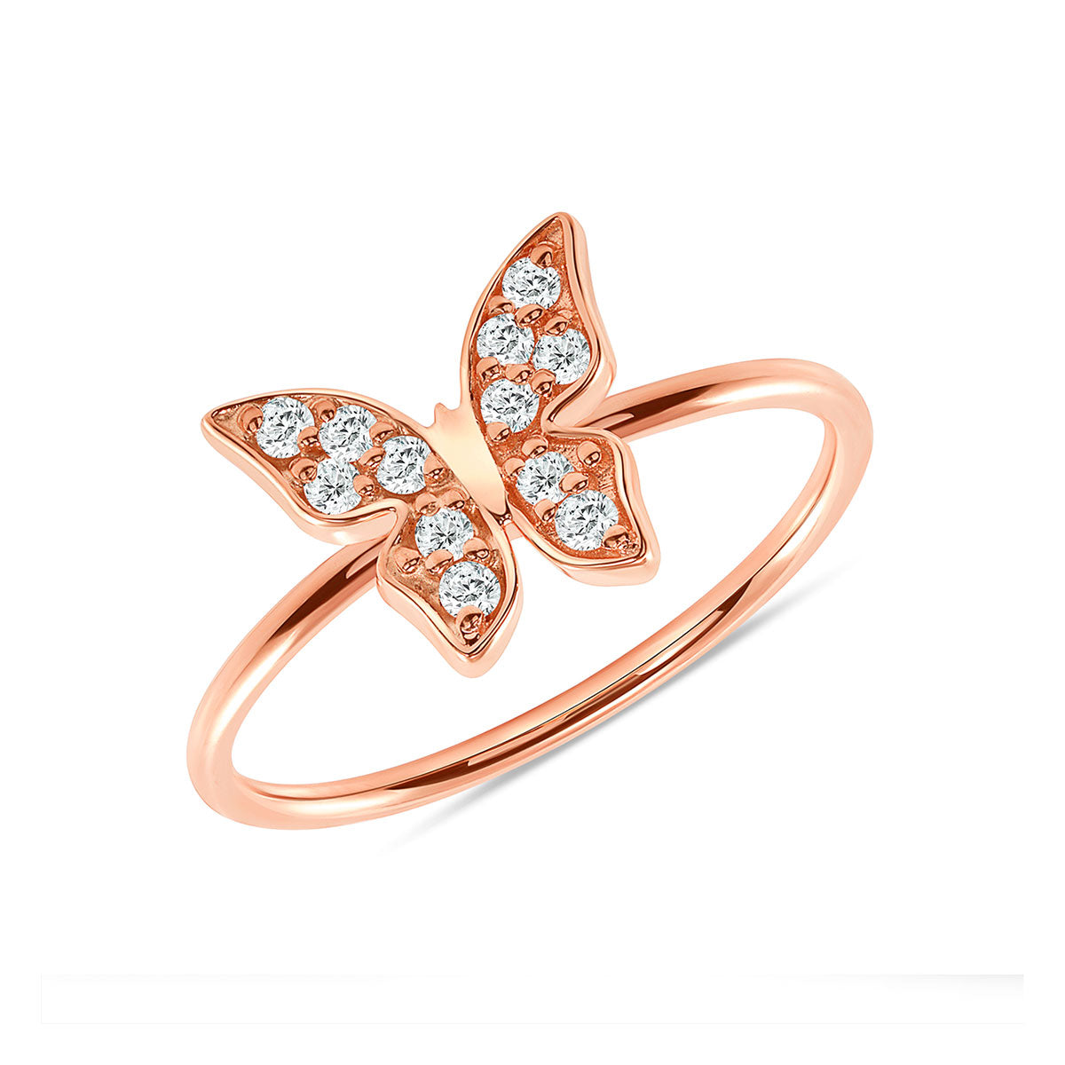 14K Yellow Gold Butterfly Diamond Ring – Dainty Fine Jewelry