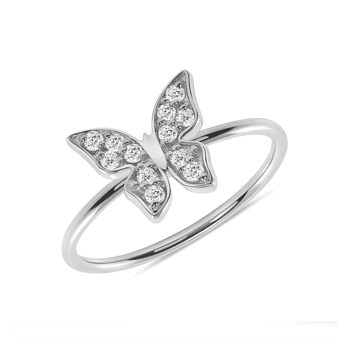 14K Yellow Gold Butterfly Diamond Ring – Dainty Fine Jewelry