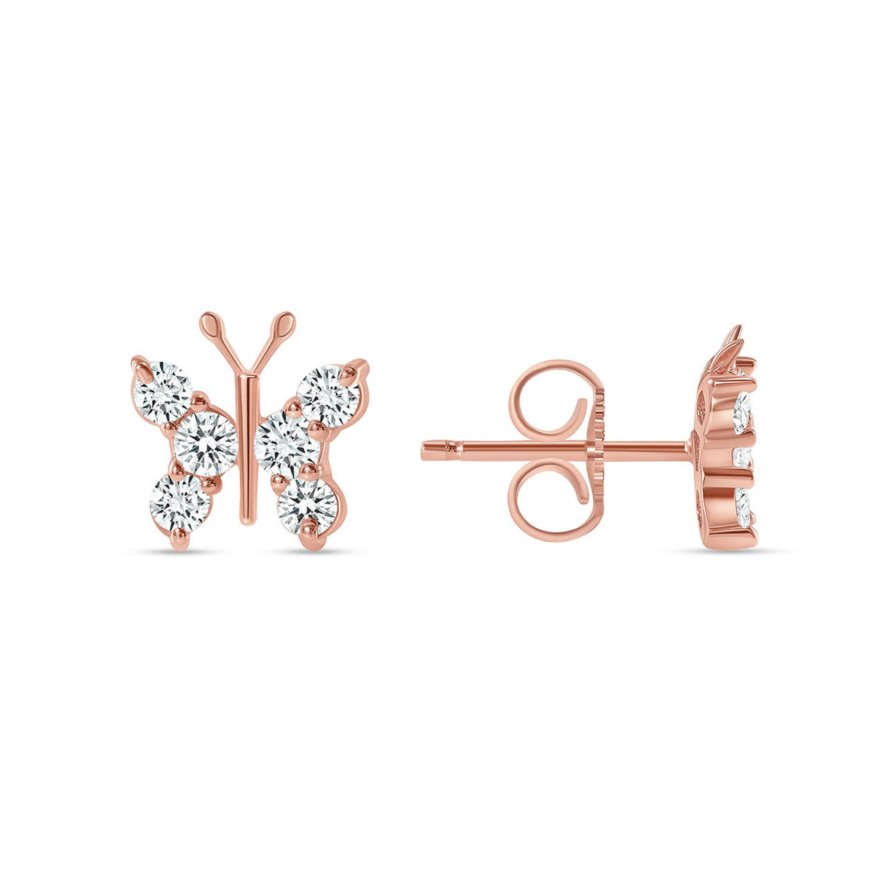 Diamond Butterfly Stud Earring Rose Gold