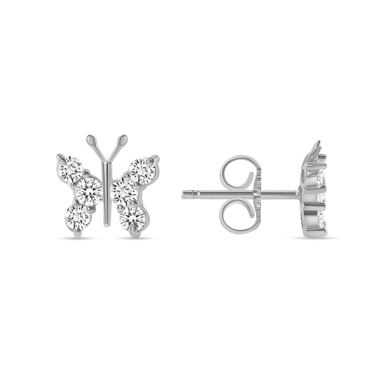 Diamond Butterfly Stud Earring White Gold 
