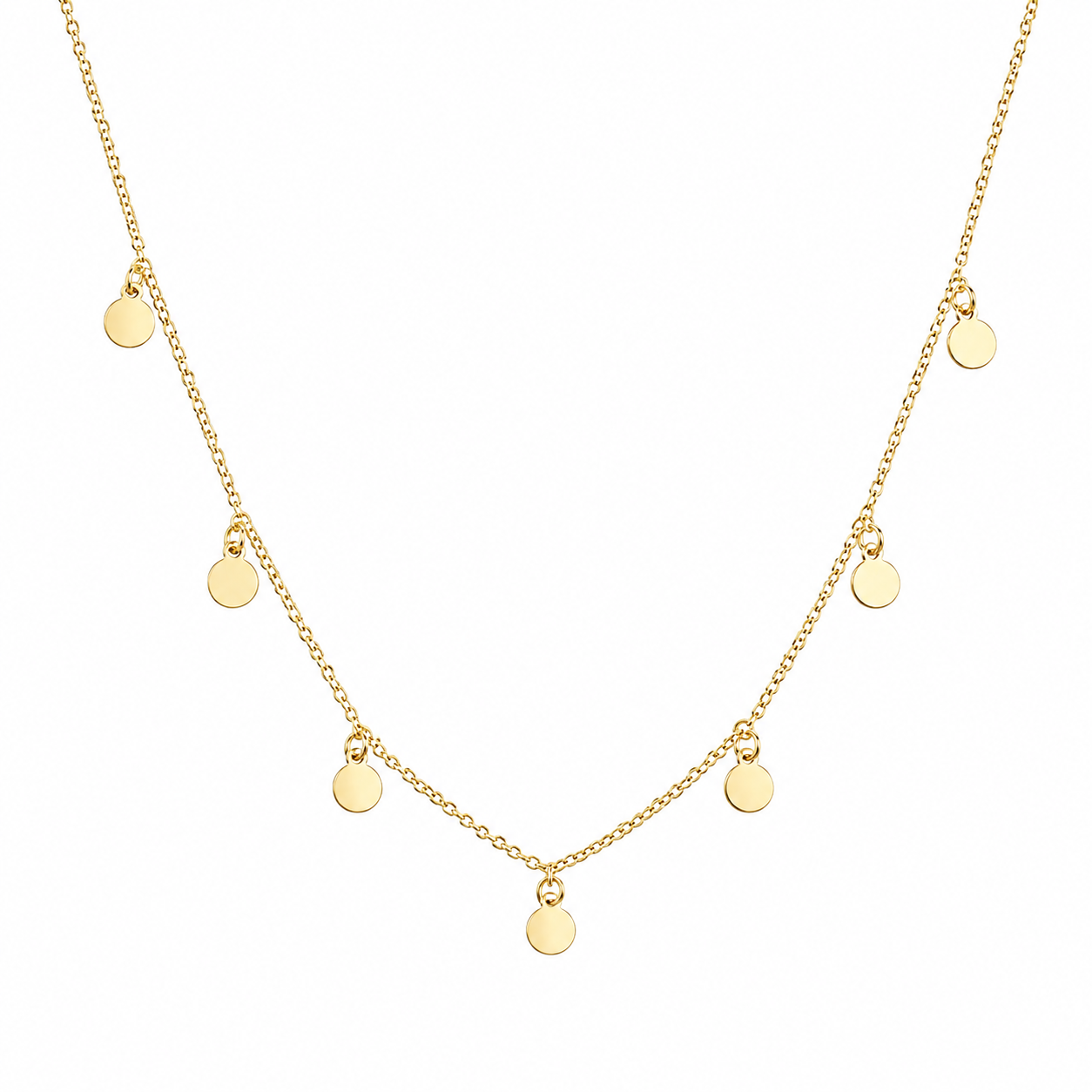 14k gold discs necklace/Minimalist discs necklace drop