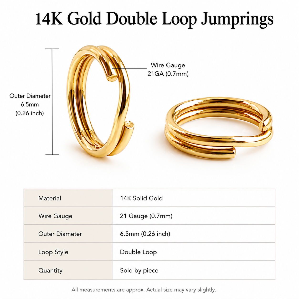 14K Solid Yellow Gold Split Ring Connector – Double Loop Key Ring for Jewelry Making