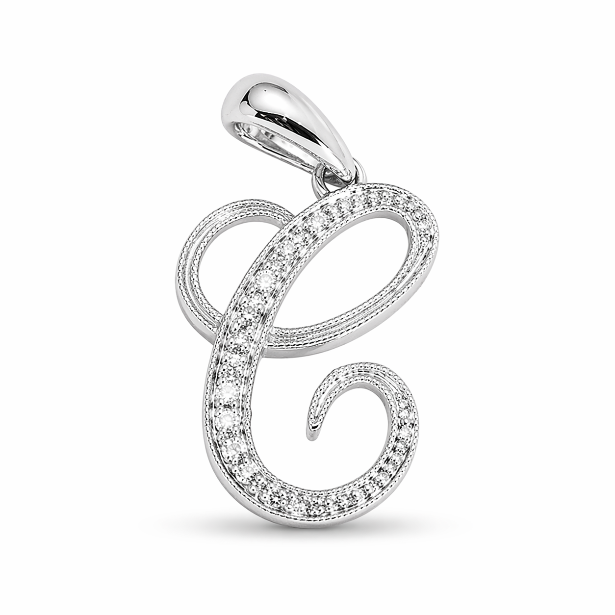 14k Gold Diamond Cursive Script Letter Pendant